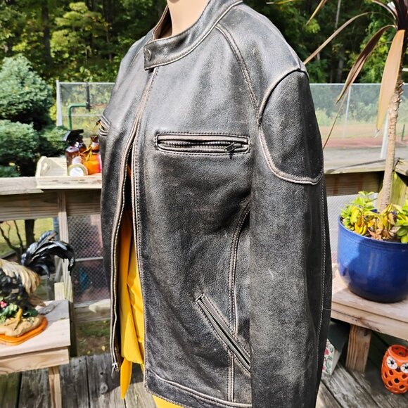 Wilson’s Leather Distressed Moto Jacket – 100% Genuine Leather – Men’s XL / Unis - Picture 5 of 6